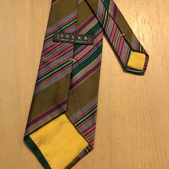 Vintage Sulka 100% Silk Striped Tie. Made in France - Picture 2 of 3